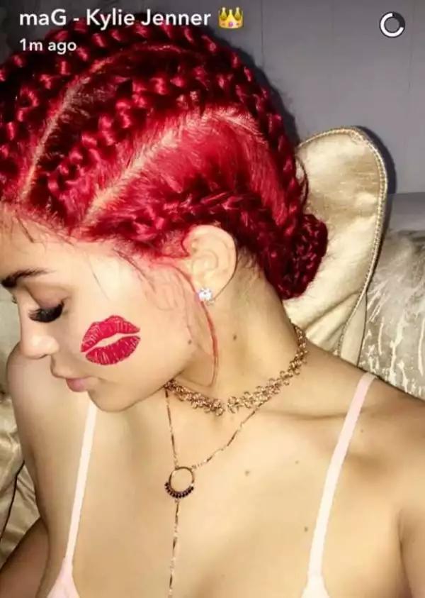 Kylie Jenner unveils bright red cornrows justin time for 19th birthday